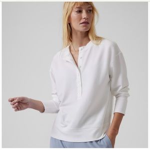 Athleta NWT Size L Balance Henley Sweatshirt White